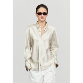 Massimo Dutti 마시모 두띠 흐르는 새틴 셔츠 - 버튼다운 블라우스 은색 8029437