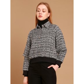 WunderGeist Tweed Cape Sleeve Crop Mtm Blouse