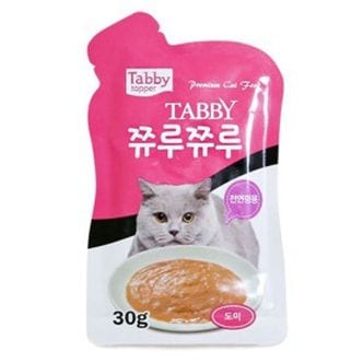 오너클랜 테비 고양이 간식 사료 고양이 츄르 먹이 도미 30g