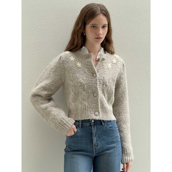 Dear flower Grey puff cardigan