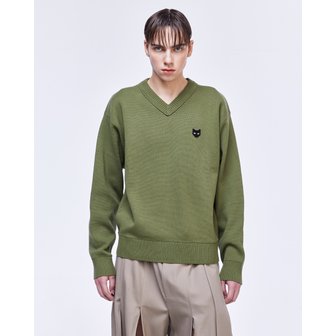 송지오 [파주점] 지제로 엠블럼 브이넥 니트 SH2KT803GE