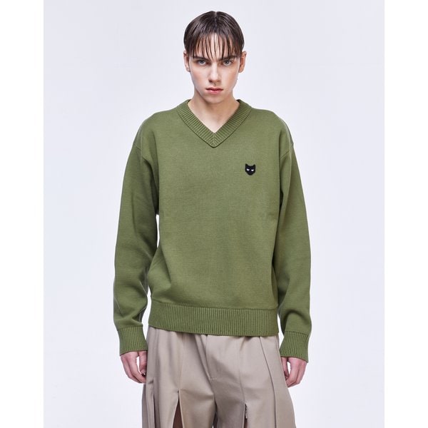 [파주점] 지제로 엠블럼 브이넥 니트 SH2KT803GE