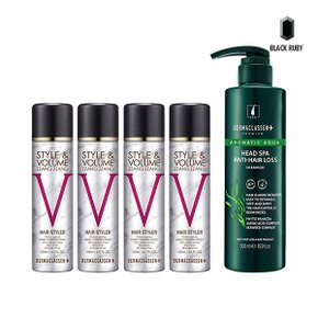 더마클라센 볼륨짱짱 흑채 스프레이 블랙 120ml x4 + 헤드스파 샴푸 500ml