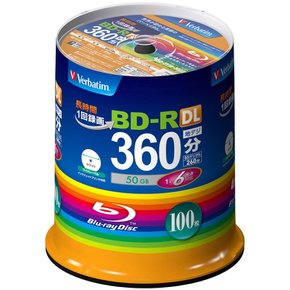 Verbatim BD-R 50GB VBR260RP100SV1 바르바템 100 블루레이 디스크 싱글 레코딩용 화이트