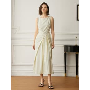 YY_Elegant pleated sleeveless dress