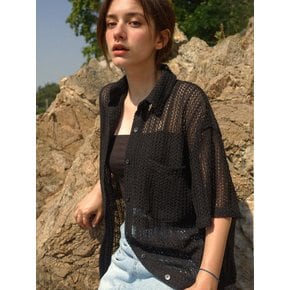 Sunset Sheer Knit Shirt - Black