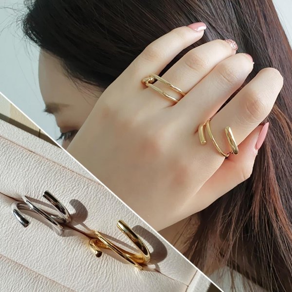 [옷자락] 여자 남자 2컬러 꼬임 레이어드 라인 반지