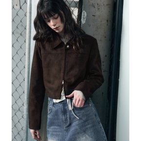 커브드 스웨이드 크롭 집업 자켓 [2COLOR]