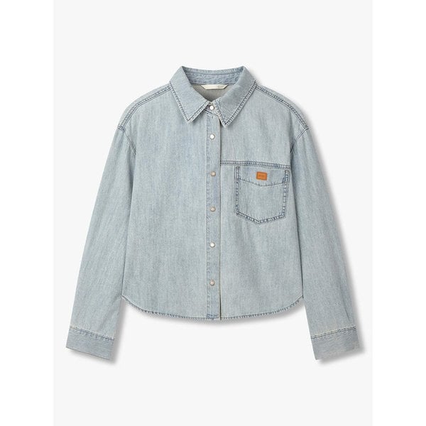 로고 패치 포켓 데님 셔츠_라이트 블루 7215255201