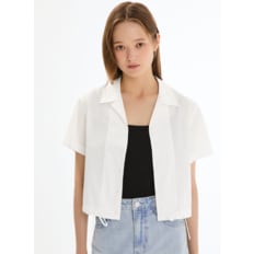 스트링 오픈 카라 셔츠