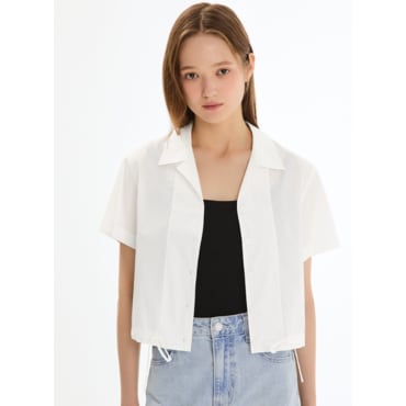 시스티나 스트링 오픈 카라 셔츠