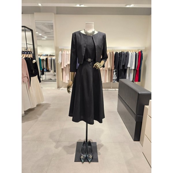 [파주점] 스퀘어넥 플레어 원피스 + 자켓 세트 JS5B0OP244