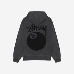 스투시 8볼 피그먼트 다이드 집 후드 블랙 Stussy 8 Ball Pigment Dyed Zip Hoodie Black