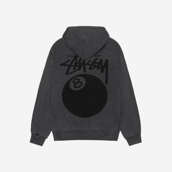  스투시 8볼 피그먼트 다이드 집 후드 블랙 Stussy 8 Ball Pigment Dyed Zip Hoodie Black