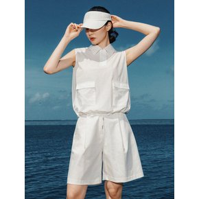 Light half zip-up vest (white)