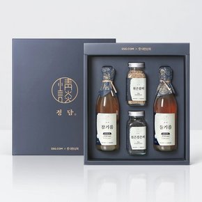 [쓱7클럽][SSG정담][대현상회] Premium 국산 참기름 들기름 선물세트 (참기름350ml,들기름350ml,볶은검은깨,80g,볶은참깨 80g) (선물상자포장)