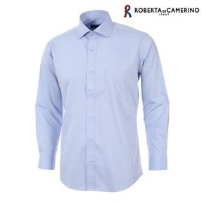 모달 스판 솔리드 일반핏 블루 긴소매 셔츠 RM1-302-2