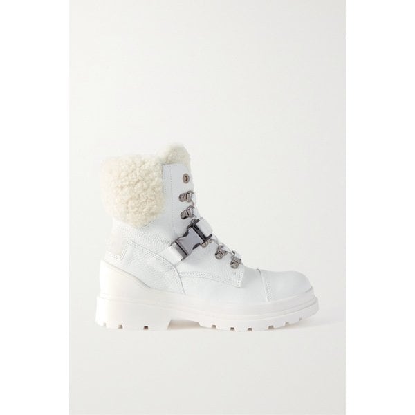 생모리츠 버클 시어링 안감 텍스처 가죽 앵클 부츠 화이트 1647597315327688