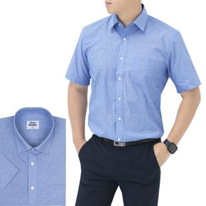 남성 여름 얇고 시원한 통풍 솔리드 블루 반팔셔츠