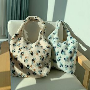 데이지뽀글숄더백 대용랑 꽃무늬 양털 에코 토트 겨울_P380954297