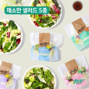 채소만 샐러드 5종 맛보기 (뜯어서 바로 먹는 샐러드 / 신선포장 진공패키징)