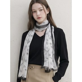 KARRA 소프트 컬러 플라워 쉬폰 스카프_A6F0095