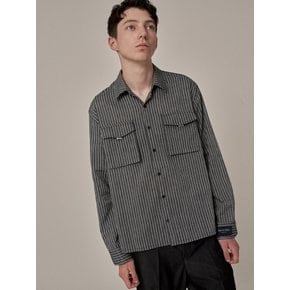 TAPE POCKET LINEN SHIRTS GREY