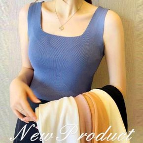 여자 스퀘어넥 아이스얀 슬림핏 데일리 민소매