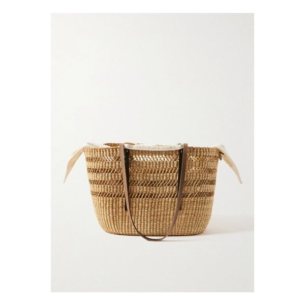 무뉴 비크로 M 가죽 트리밍 우븐 스트로 토트 브라운 46376663162878923