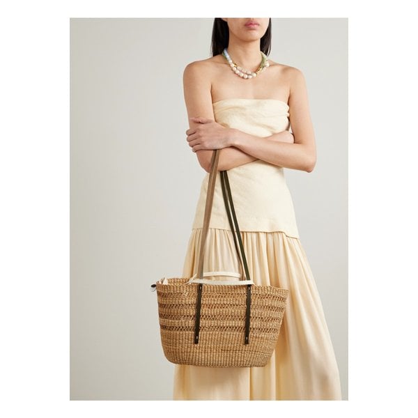 무뉴 비크로 M 가죽 트리밍 우븐 스트로 토트 브라운 46376663162878923