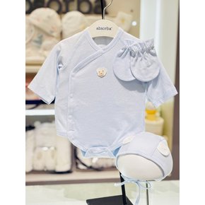 [S/S 25년 뱀띠임신출산선물] 돌돌 모달 배냇슈트+모자+손싸개 3종세트 (1A2B10107) 블루