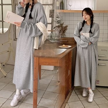 핫핑 윌링 오버핏 맨투맨 롱원피스 P000CMDD1