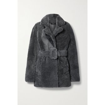 조셉 Clover Belted Shearling Coat 차콜