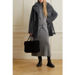 Clover Belted Shearling Coat 차콜