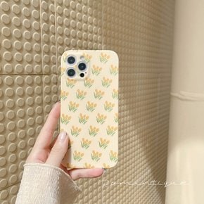 아이폰12 / 아이폰12 프로용 노랑 튤립 꽃 패턴 아이폰 케이스