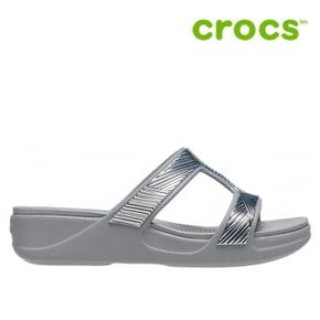 [세일] 크록스 여성 샌들 /47- 207144-007 / Womens Crocs Monterey Metallic Slip-On Wedge L