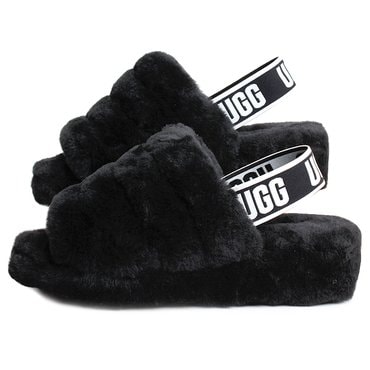 UGG 어그 여성 플러프 예 슬라이드 슬리퍼 1095119 BLACK