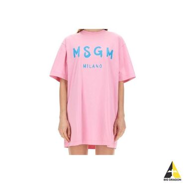 MSGM 엠에스지엠 24 브러쉬드 로고 반팔 원피스 (3641MDA510 247002 12)