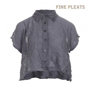 [FINE PLEATS] 피네 플리츠 반팔 A라인 숏 가디건 그레이