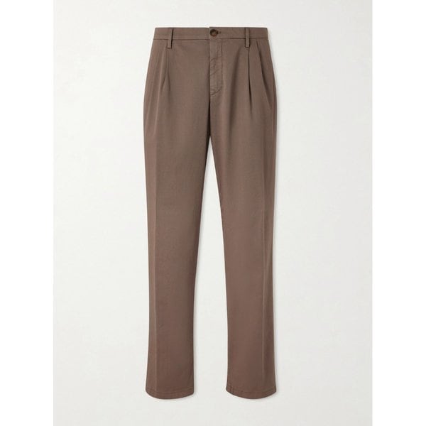 스트레이트 레그 플리츠 코튼 블렌드 개버딘 팬츠 46376663163003836