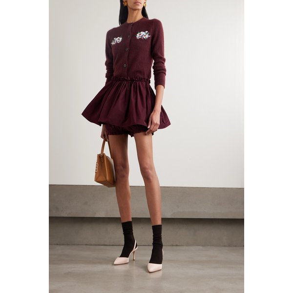 버건디 태피터 미니 스커트 46376663162923049