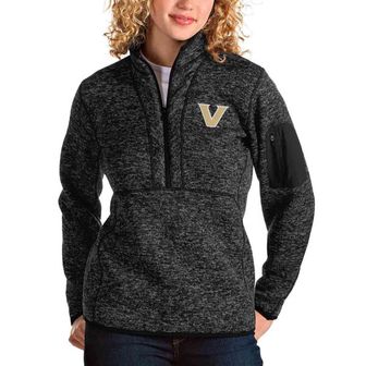 이스퀘어 4788136 ANTIGUA Womens Antigua Black Vanderbilt Commodores Fortune Half-Zip Pullover Jacke