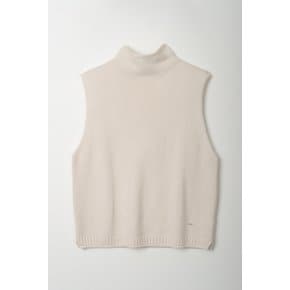 cashmere 100%  half-neck knit vest - White