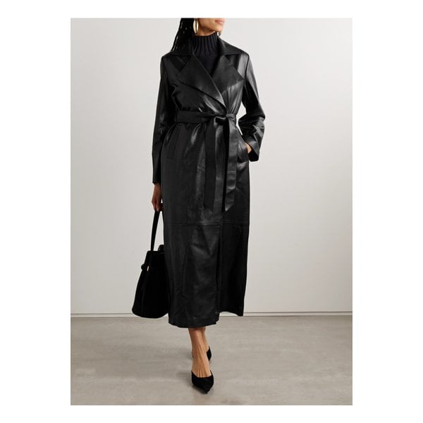 누어 해무어 카샤 벨트 가죽 트렌치 코트 블랙 46376663162914228