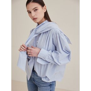 Scarf Tie Dress Shirt- Blue Stripe