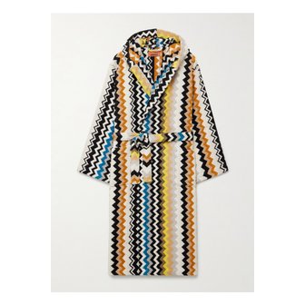 미쏘니 커트 스트라이프 테리 코튼 자카드 후드 가운 멀티컬러 46376663162928499