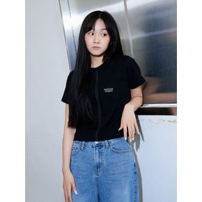 Stitch crop tee_Black