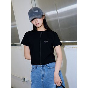 Stitch crop tee_Black