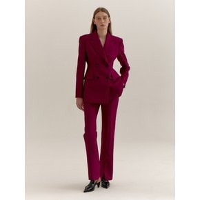 WOOL SILK FRONT SLIT PANTS (FUCHSIA PINK)