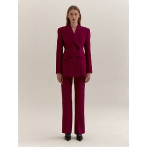 WOOL SILK FRONT SLIT PANTS (FUCHSIA PINK)